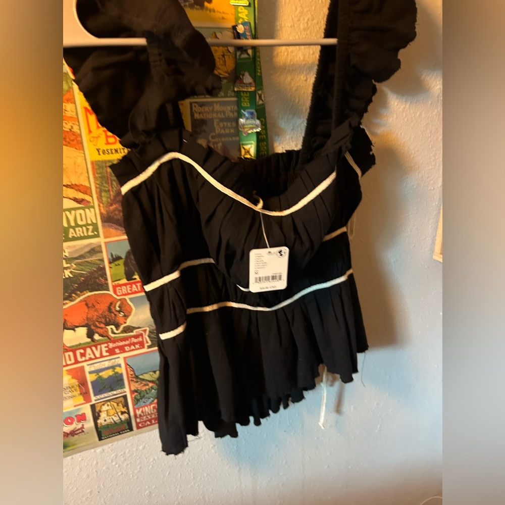 NWT Free People black blouse with ties